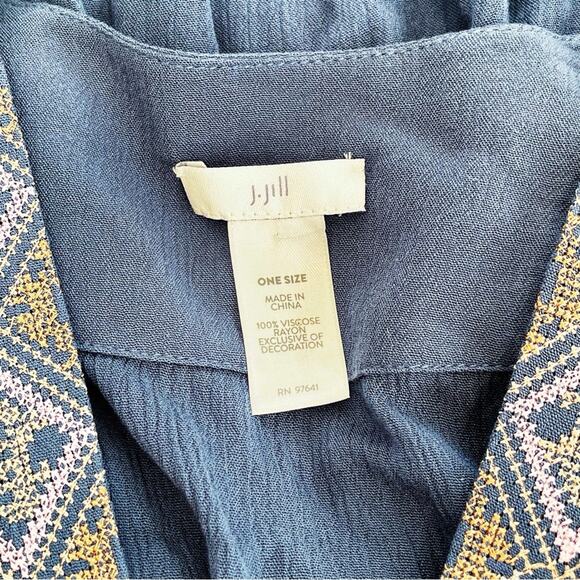 J. Jill Geometric Trim Kimono Navy Blue One Size Fits Most EUC - Picture 8 of 14